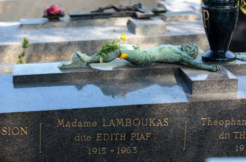 Tomb of Edith Piaf at Père Lachaise Cemetery