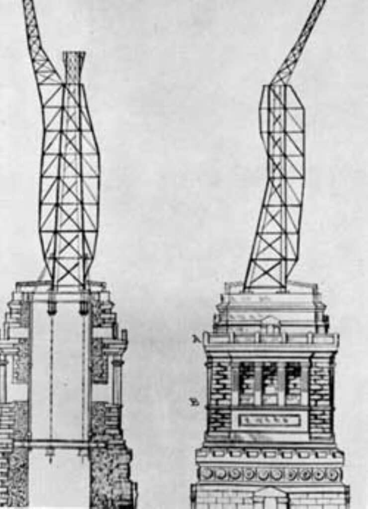 Interior structural elements of the Statue of Liberty designed by Gustave Eiffel
