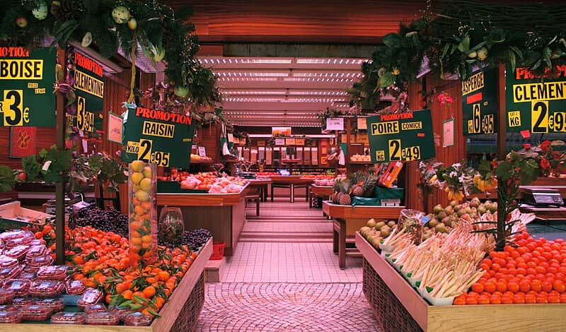 Fruit market in Montorgueil-Saint Denis, Paris