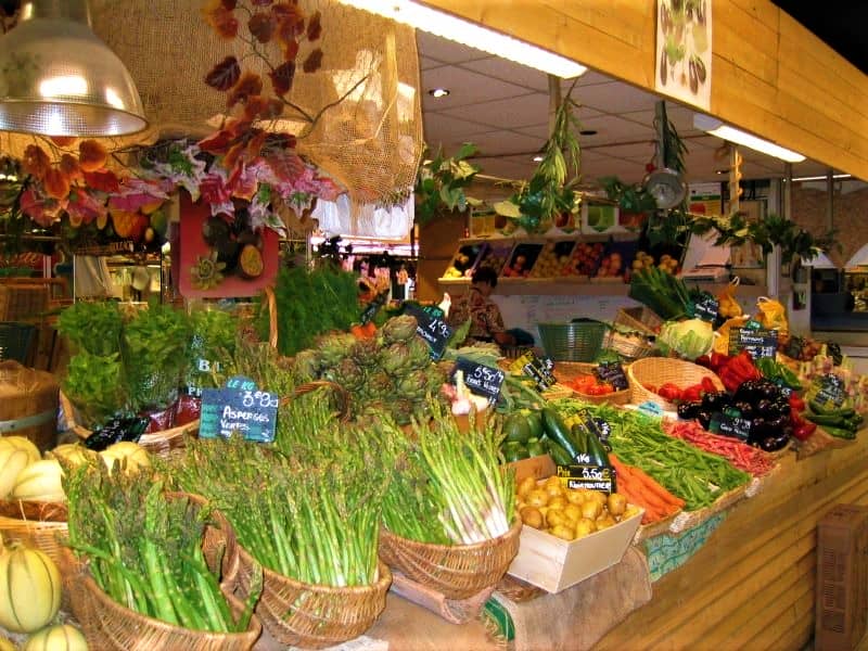 Vegetable stall in the halls of Avignon