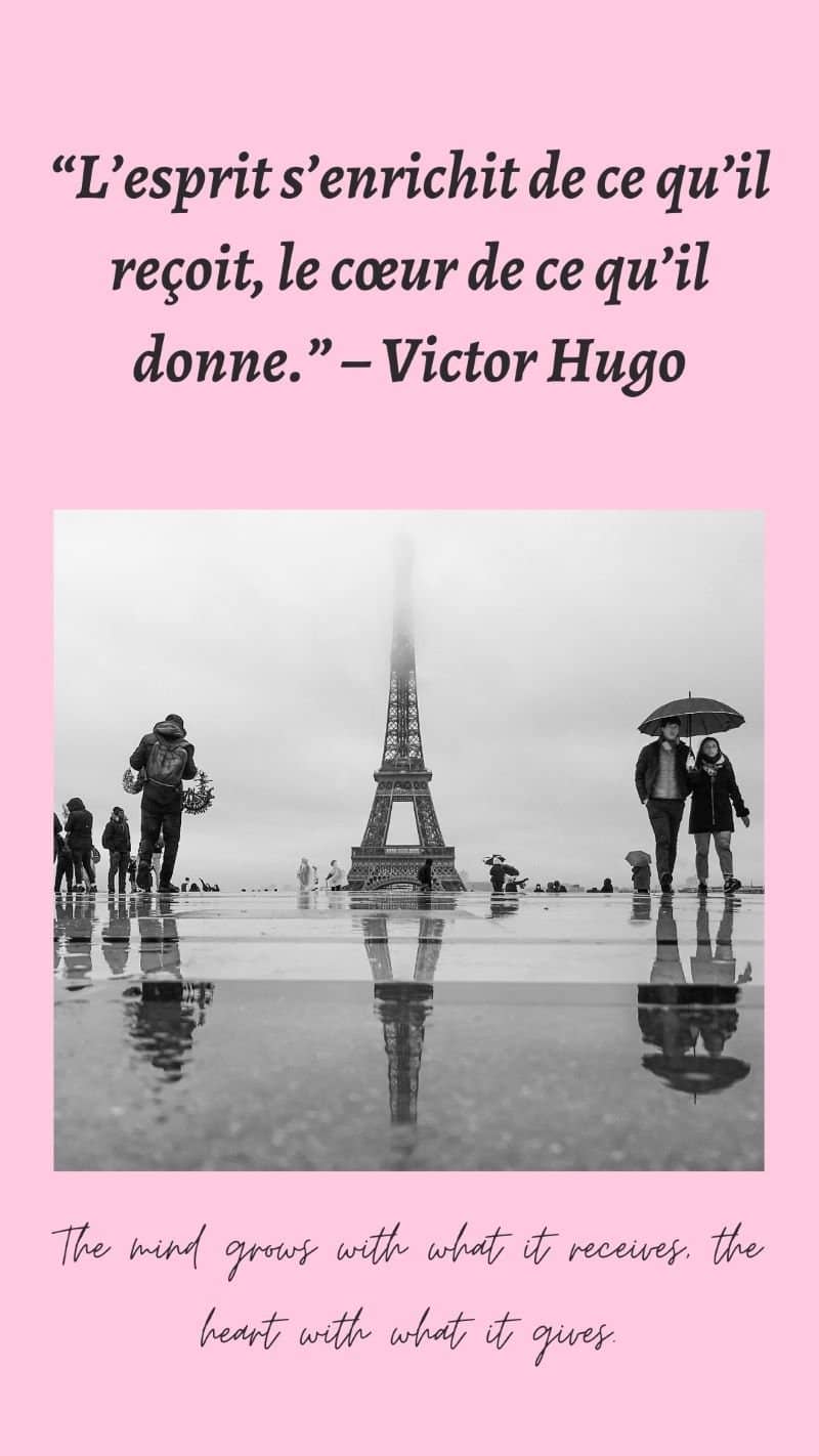 L’esprit s’enrichit de ce qu’il reçoit, le cœur de ce qu’il donne. – Victor Hugo