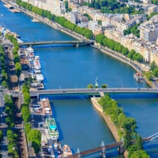 View of Paris with the Statue of Liberty from the Eiffel tower